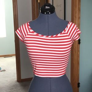 modcloth red and white striped crop top